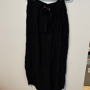 white birch Black Swim Coverup Midi Skirt with Tie Waist